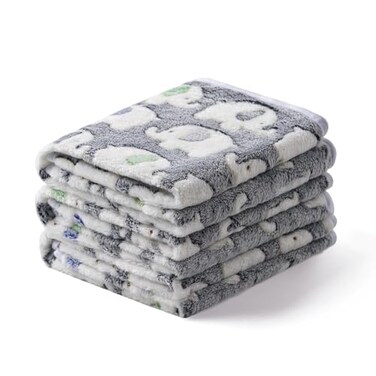 Luciphia 1 Pack 3 Blankets Super Soft Fluffy Premium Cute Elephant Pattern Pet Blanket Flannel Throw for Dog Puppy Cat Dark Grey Small23x16 inch