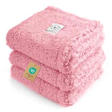 Luciphia 1 Pack 3 Calming Dog Blanket Fluffy Premium Fleece Pet Blankets Soft Sherpa Throw for Dogs Puppy Cat Pink Small 23 x16