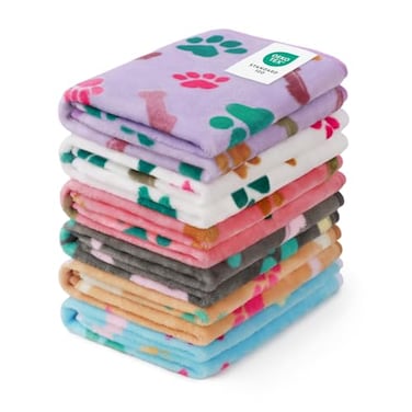 Luciphia 1 Pack 6 Dog Blankets Cat Soft Fluffy Fleece Pet Blanket Warm Cute Print Design Puppy Kitten Doggy Bone Small23x16