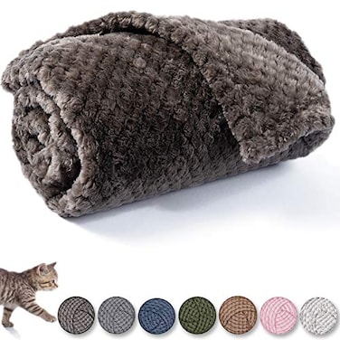 CUTEMATE Warm Soft Fuzzy Dog or Cat Blanket Plush Fleece Throws for Puppy Kitten Bed Couch Sofa Travel L40 x 48 Dark Grey