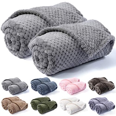 CUTEMATE Pet Blanket for Dogs or Cats Warm Soft Fuzzy Plush Fleece Throw for Puppy Kitten Small Medium Large Pets Bed Couch Sofa Travel S24 x 32 Grey