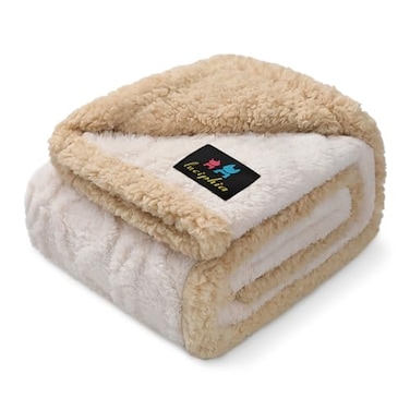 Luciphia Waterproof Pet Blanket Liquid Pee Proof Dog Blankets for Sofa Bed Couch Reversible Sherpa Fleece Furniture Protector Cover for Small Medium Large Dogs CatsBeigeThicken Medium57 x 40