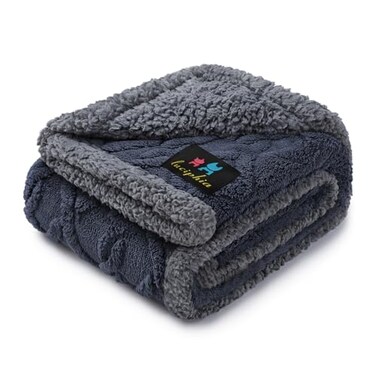 Luciphia Waterproof Pet Blanket Liquid Pee Proof Dog Blankets for Sofa Bed Couch Reversible Sherpa Fleece Furniture Protector Cover for Small Medium Large Dogs CatsDark Grey Medium57 x 40