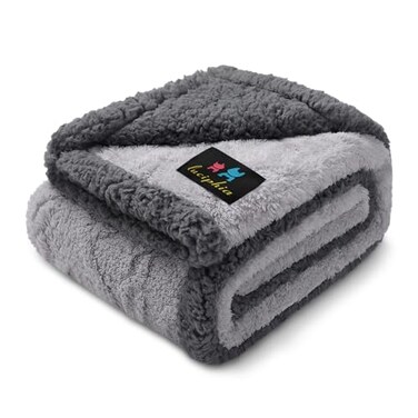 Luciphia Waterproof Pet Blanket Liquid Pee Proof Dog Blankets for Sofa Bed Couch Reversible Sherpa Fleece Furniture Protector Cover for Small Medium Large Dogs CatsLight Grey Small40 x 28
