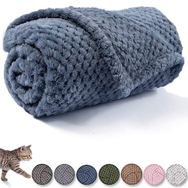CUTEMATE Warm Soft Fuzzy Dog or Cat Blanket Plush Fleece Throws for Bed Couch Sofa Travel L40 x 48 Blue