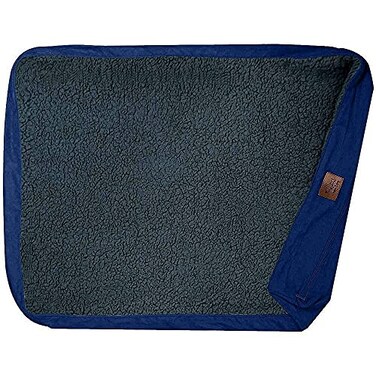 Floppy Dawg Large Dog Bed Replacement Cover Removable and Machine Washable Cover for Mattress and Rectangular Pillow Beds 40L x 28W Blue Suede with Gray Top