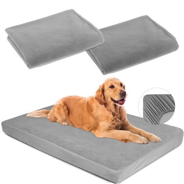 LotuFlor Dog Bed Covers Replacement Washable 100 Waterproof Soft Dog Bed Sheet Grey 2 Pack 42 x 28 L
