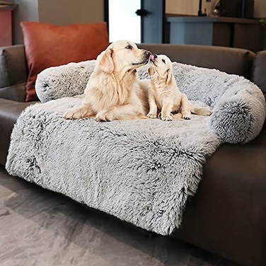 Tinaco Calming DogsCats Bed Mats Dog Pad Washable Removable Couch Cover Plush Long Fur Mat for Pets Waterproof Lining Perfect for Small Medium and Large Dogs and Cats Gradient Gray 41x37