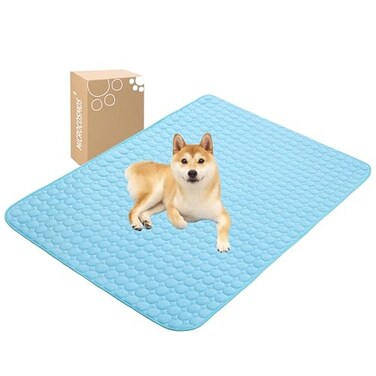 MICROCOSMOS Summer Cooling Mat Sleeping Pad Water Absorption Top Materials Safe Easy Carry EZ Clean Keep Cooling for Pets Kids and AdultsBlue 59 x 40