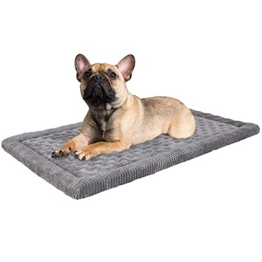 PAGGED Dog Crate Pad 30x19 inch Gray Memory Foam Dog Bed Mat Small Medium Grey Washable Puppy Sleeping Bed Anti Slip