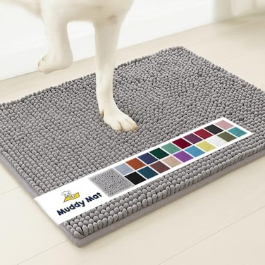 Muddy Mat Super Absorbent Door Mat Indoor Microfiber Quick Dry Chenille Entryway Rug NonSlip Front Door Mat Indoor Mats for Entryway Machine Washable Pet Rug Grey 30x19