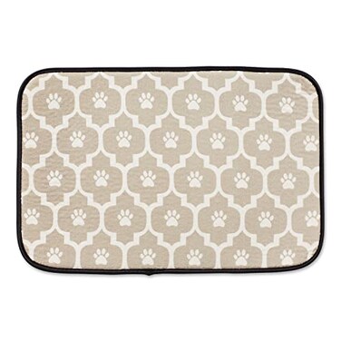 Bone Dry Machine Washable Ultra Absorbent Pet Mat 12x18 StoneOffWhite Lattice