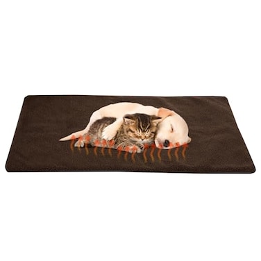 PETMAKER Self Warming Cat Mat 36x24in Thermal Dog Crate Pad with Removable Washable Sherpa Cover and Reflective Insulation Layer for Self Heating Pet Supplies for Medium Dogs and Cats by Brown