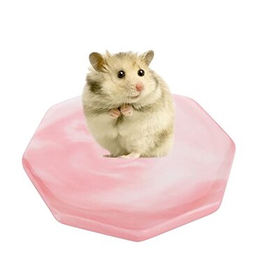 DQITJ Hamster Ceramic Summer Cool Plate Pet Heat Dissipation Plate Octagon Shape Cooling Mat for Hamster and Small Pets Pink Diameter 36