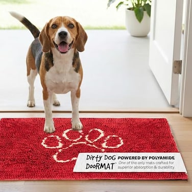 Dog Gone Smart Dirty Dog Doormat Fast Drying Rug with Super Gripper Backing for Clean Floors Super Absorbent and Machine Washable Mat for Muddy Paws Maroon