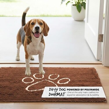 Dog Gone Smart Dirty Dog Doormat Fast Drying Rug with Super Gripper Backing for Clean Floors Super Absorbent and Machine Washable Mat for Muddy Paws Almond