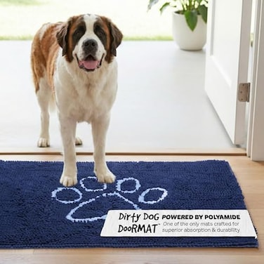 Dog Gone Smart Dirty Dog Doormat Fast Drying Rug with Super Gripper Backing for Clean Floors Super Absorbent and Machine Washable Mat for Muddy Paws Bermuda Blue