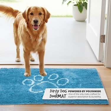 Dog Gone Smart Dirty Dog Doormat Fast Drying Rug with Super Gripper Backing for Clean Floors Super Absorbent and Machine Washable Mat for Muddy Paws Aqua