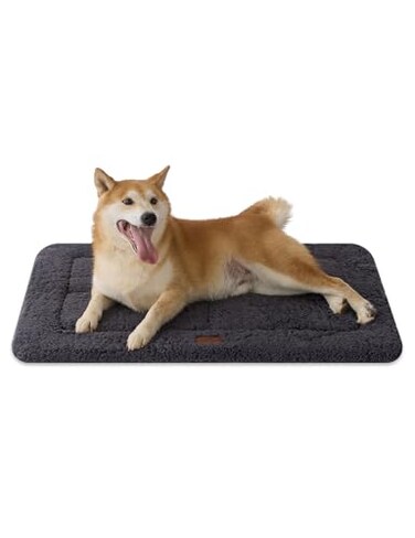 Joydeco Low Profile Dog Crate Mat Reversible Bed Pad Washable Dog Pad Mat with Ultra Soft Fleece Compact Design Kennel Beds Mats for Large Medium Small Pets 35 x 23 Dark Gray