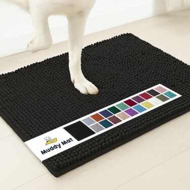 Muddy Mat Super Absorbent Door Mat Indoor Microfiber Quick Dry Chenille Entryway Rug NonSlip Front Door Mat Indoor Mats for Entryway Machine Washable Pet Rug Black 24x36