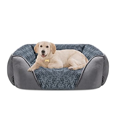 INVENHO Large Dog Bed for Large Medium Small Dogs Rectangle Washable Orthopedic Dog Bed Soft Calming Sleeping Puppy Bed Durable Pet Cuddler with AntiSlip Bottom L30x24x9
