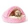 NOYAL Round Hooded Donut Dog Bed for Small Medium Pets Plush Fluffy AntiAnxiety Cat Cave Bed with Cover