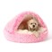 NOYAL Round Hooded Donut Dog Bed for Small Medium Pets Plush Fluffy AntiAnxiety Cat Cave Bed with Cover