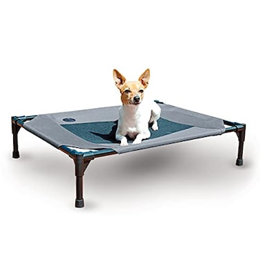 KH Pet Products KH Pet Products Outdoor Elevated Dog Cot Breathable Cooling Elevated Cot Hammock Pet Bed for Medium Dogs Washable Mesh Cover Raised Metal Frame Collapsible Portable Medium 32 X 25in G
