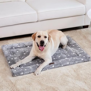 WESTERN HOME Dog Bed for Crate High Resilience Foam Dog Crate Mat Kennel Pad with Soft Wavy Plush Comfortable AntiSlip Washable Bed for Large Medium Small Dogs Cats