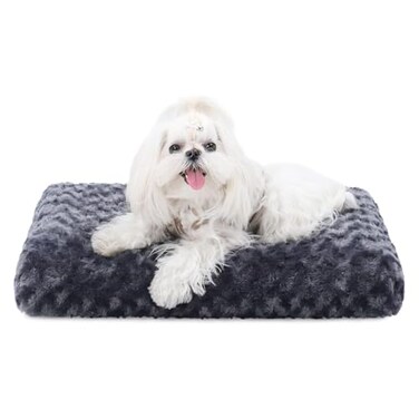 KSIIA Washable Dog Bed Deluxe Plush Dog Crate Beds Comfy Kennel Pad AntiSlip Pet Sleeping Mat for Large Jumbo Medium Small Dogs Breeds 17 x 12 Dark Grey