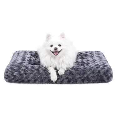 KSIIA Washable Dog Bed Deluxe Plush Dog Crate Beds Comfy Kennel Pad AntiSlip Pet Sleeping Mat for Large Jumbo Medium Small Dogs Breeds 23 x 18 Dark Grey