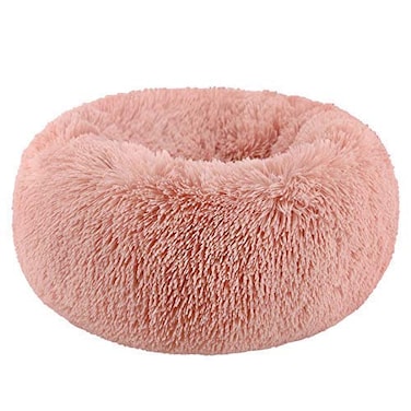 BODISEINT Modern Soft Plush Round Pet Bed for Cats or Small Dogs Mini Medium Sized Dog Cat Bed Self Warming Autumn Winter Indoor Snooze Sleeping Cozy Kitty Teddy Kennel 20 D x 8 H Pink
