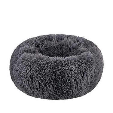 BODISEINT Modern Soft Plush Round Pet Bed for Cats or Small Dogs Mini Medium Sized Dog Cat Bed Self Warming Autumn Winter Indoor Snooze Sleeping Cozy Kitty Teddy Kennel 24 D x 8 H Dark Grey