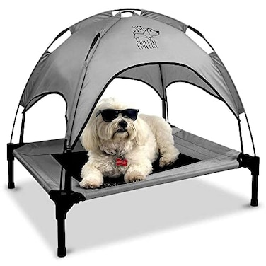 Floppy Dawg Just Chillin Elevated Dog Bed Cool Cot with Removable Canopy Shade Indoor or Outdoor Pet Use Lightweight and Portable Chill in Style on Raised Breathable Mesh Fabric