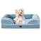 EHEYCIGA Orthopedic Dog Bed for Small Dogs Waterproof Memory Foam Small Dog Beds with Sides NonSlip Bottom and EggCrate Foam Medium Pet Couch Bed with Washable Removable Cover Washed Blue