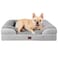 EHEYCIGA Orthopedic Dog Bed for Medium Dogs Waterproof Memory Foam Medium Pet Beds with Sides NonSlip Bottom and EggCrate Foam Dog Couch Bed with Washable Removable Cover Grey