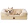 EHEYCIGA Orthopedic Dog Bed for Medium Dogs Waterproof Memory Foam Medium Dog Beds with Sides NonSlip Bottom and EggCrate Foam Pet Couch Bed with Washable Removable Cover Greige
