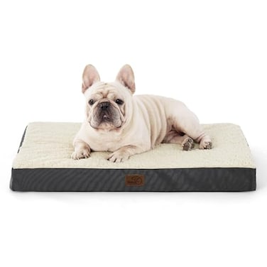 Bedsure Dog Bed Medium Size Dog Comfy Flat Puppy Beds with Removable Washable Cover Orthopedic Egg Crate Foam Pet Mat Suitable for Pet Up to 30 lbs
