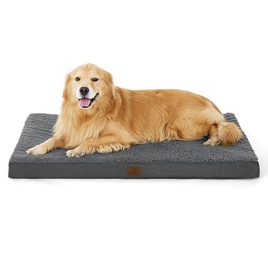 Bedsure XL Dog Beds Large Sized Dog Comfy Flat Extra Large Pet Beds with Removable Washable Cover Orthopedic Egg Crate Foam Mat Suitable for Pet Up to 100 lbs