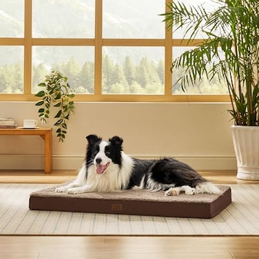 Bedsure Dog Beds Large Sized Dog Comfy Flat Pet Beds with Removable Washable Cover Orthopedic Egg Crate Foam Puppy Mat Suitable for Pet Up to 65 lbs