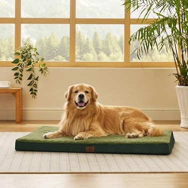 Bedsure XL Dog Beds Large Sized Dog Comfy Flat Extra Large Pet Beds with Removable Washable Cover Orthopedic Egg Crate Foam Mat Suitable for Pet Up to 100 lbs