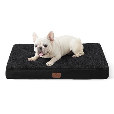 Bedsure Dog Bed Medium Size Dog Comfy Flat Puppy Beds with Removable Washable Cover Orthopedic Egg Crate Foam Pet Mat Suitable for Pet Up to 30 lbs