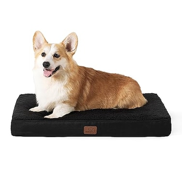 Bedsure Large Dog Bed for Crate Comfy Flat Pet Beds with Removable Washable Cover Orthopedic Egg Crate Foam Crate Mat Suitable for Pet Up to 50 lbs