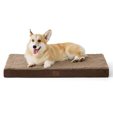 Bedsure Large Dog Bed for Crate Comfy Flat Pet Beds with Removable Washable Cover Orthopedic Egg Crate Foam Crate Mat Suitable for Pet Up to 50 lbs
