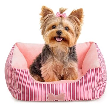 Hollypet TC Fabric Plush Small Dog Cat Bed SelfWarming Pet Bed Pink
