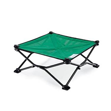 Coolaroo OnTheGo Elevated Dog Bed Foldable PopUp Travel Dog Bed with Breathable MoistureResistant Fabric Carry Bag Included Lightweight Portable Emerald Green Standard