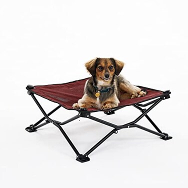 Coolaroo OnTheGo Elevated Dog Bed Foldable PopUp Travel Dog Bed with Breathable MoistureResistant Fabric Carry Bag Included Lightweight Portable Brick Standard