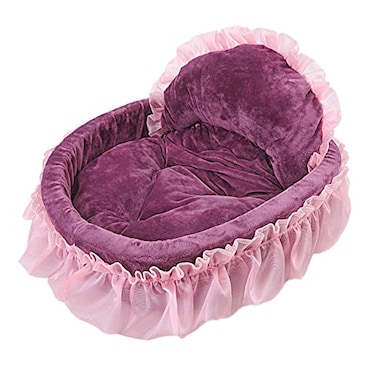 WYSBAOSHU Cute Princess Pet Bed with Removable Mat Dogs Cats Sofa S Purple