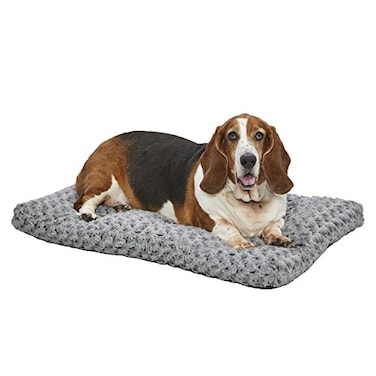 MidWest Homes for Pets Intermediate QuietTime Deluxe Gray Ombr Swirl Plush Pet Bed Machine Washable NonSkid Bottom Soft Crate Mat for 36inch Crates