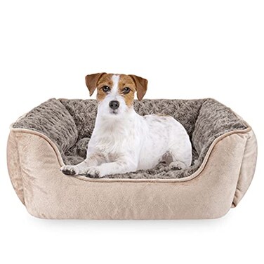 JOEJOY Rectangle Dog Bed for Large Medium Small Dogs Machine Washable Sleeping Dog Sofa Bed NonSlip Bottom Breathable Soft Puppy Bed Durable Orthopedic Calming Pet Cuddler Multiple Size Beige